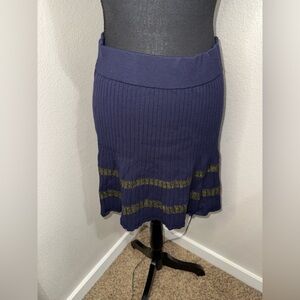 Ann Taylor Navy and Gold School Girl Mini Skirt- Size Petite Small
